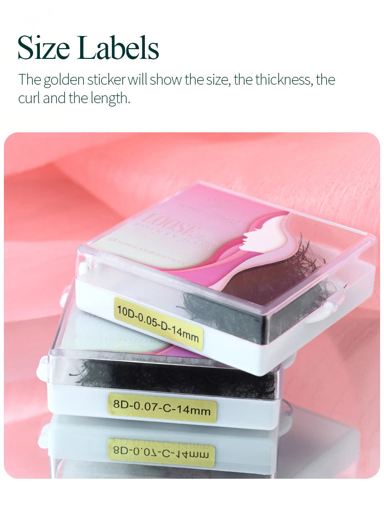 SONG LASHES 3D to 16D Fans Sharp Slim Narrow Stem Premade Volume Fans Loose Thin Pointy Base Russia Volume Eyelashes Extensions