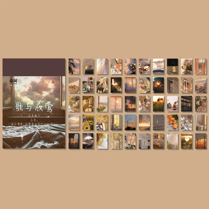 Yoofun 50 Sheets Natural Scenery&Art Paintings Stationery Stickers Book Aesthetic Landscape Cute Scrapbooking Planner Journaling