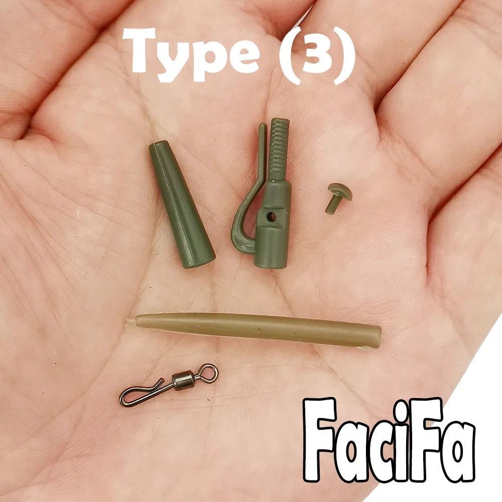 10 sets Carp Fishing Accessories Lead Clip Quick Change Swivel Tail Rubber Anti Tangle Sleeves Carp Rig Coarse Fishing Tackle