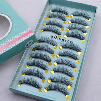10 Pairs 3D Soft False Eyelash Faux Min Eyelashes Extension Natural Messy Wispy Fluffy Fake Lashes Make up tools 3D66-71