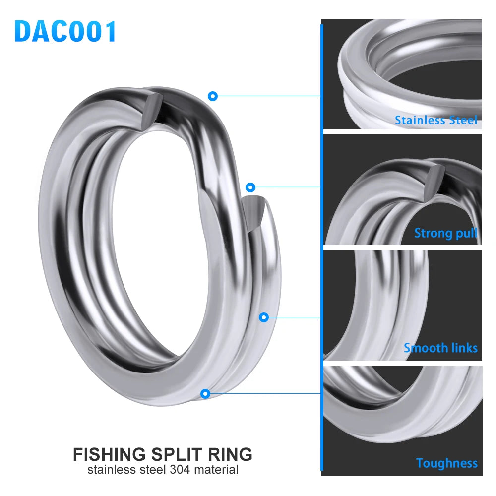 PROBEROS 50pcs Fishing Split Rings for CrankHard Bait Silver Stainless Steel 0#-12# Fishing Connector Accessories tackle