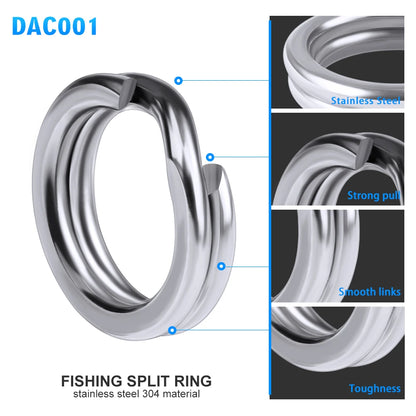 PROBEROS 50pcs Fishing Split Rings for CrankHard Bait Silver Stainless Steel 0#-12# Fishing Connector Accessories tackle
