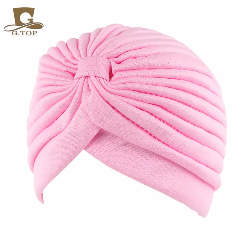New Knotted Ruffle Turban Ladies Soft Headscarf Casual Streetwear Female Muslim Hijab Indian Hats Cancer Chemo Cap Turbante