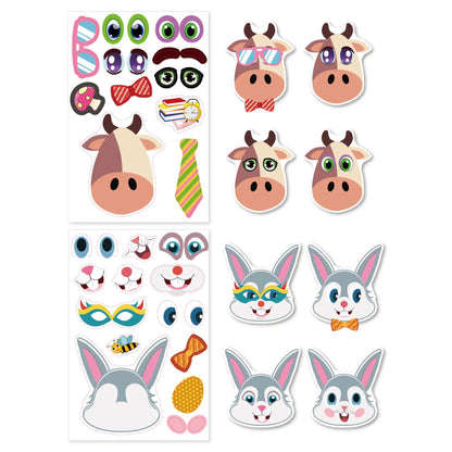 12 Sheets Make a Face Stickers Kids DIY Stickers Make-a-Face Animal Stickers Children Recognition Training Education Toy