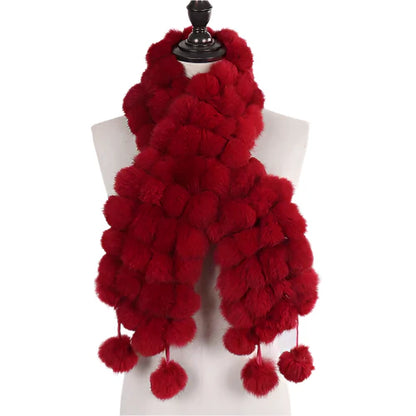 Women’s Winter Warm Rabbit Fur Scarf - 100% Genuine Natural Fur Muffler, Stylish & Cozy Cold-Weather Accessory, Hot Sale