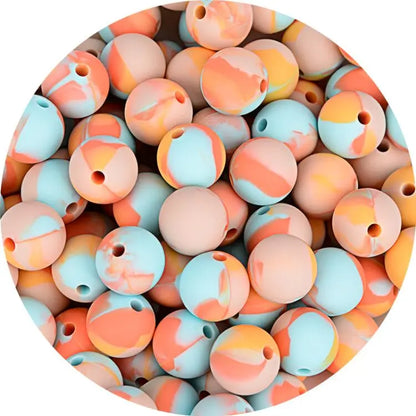 LOFCA 15mm 20pcs/lot Silicone Loose Beads Safe Teether Round Baby Teething Beads DIY Chewable Colorful Teething For Infant