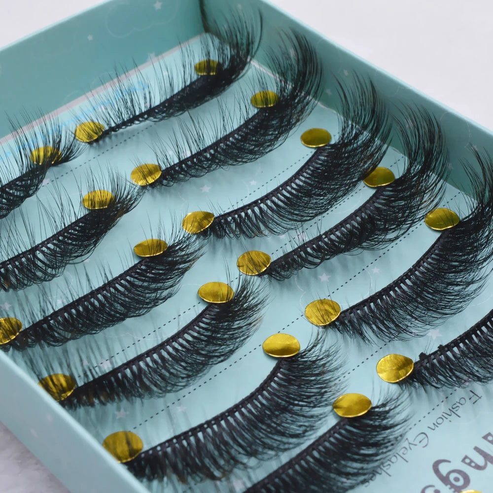 10 Pairs 3D Soft False Eyelash Faux Min Eyelashes Extension Natural Messy Wispy Fluffy Fake Lashes Make up tools 3D66-71