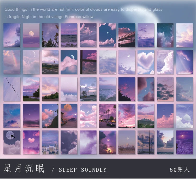 Yoofun 50 Sheets Natural Scenery&Art Paintings Stationery Stickers Book Aesthetic Landscape Cute Scrapbooking Planner Journaling