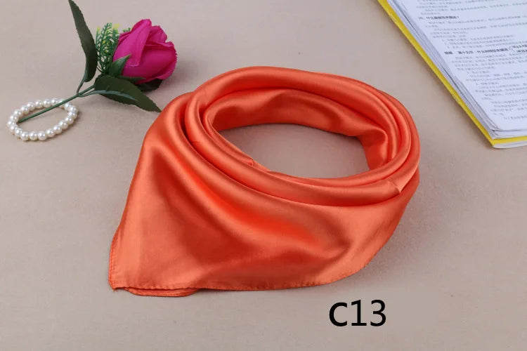 WZCX 60*60cm Women Solid Color Silk Scarf Spring Autumn Fashion New Simple Square Scarfs For Ladies Female Scarf