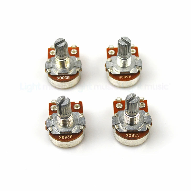 2pcs A500K B500K A250K B250K Potentiometer Splined Small Pot Electric Guitar Bass Effect Amp Tone Volume 15mm 18mm Shaft Parts
