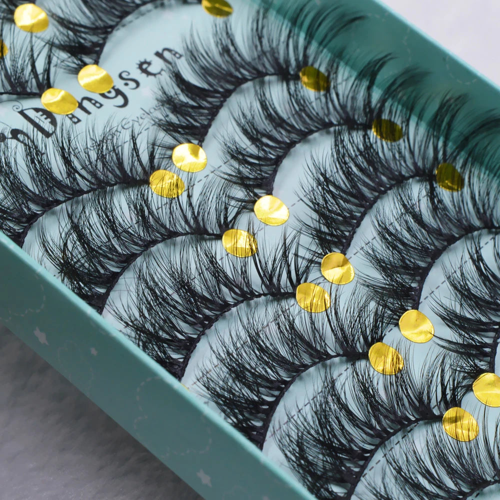 10 Pairs 3D Soft False Eyelash Faux Min Eyelashes Extension Natural Messy Wispy Fluffy Fake Lashes Make up tools 3D66-71