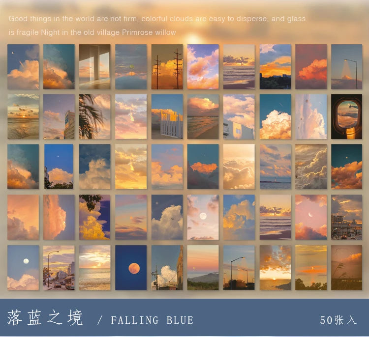 Yoofun 50 Sheets Natural Scenery&Art Paintings Stationery Stickers Book Aesthetic Landscape Cute Scrapbooking Planner Journaling