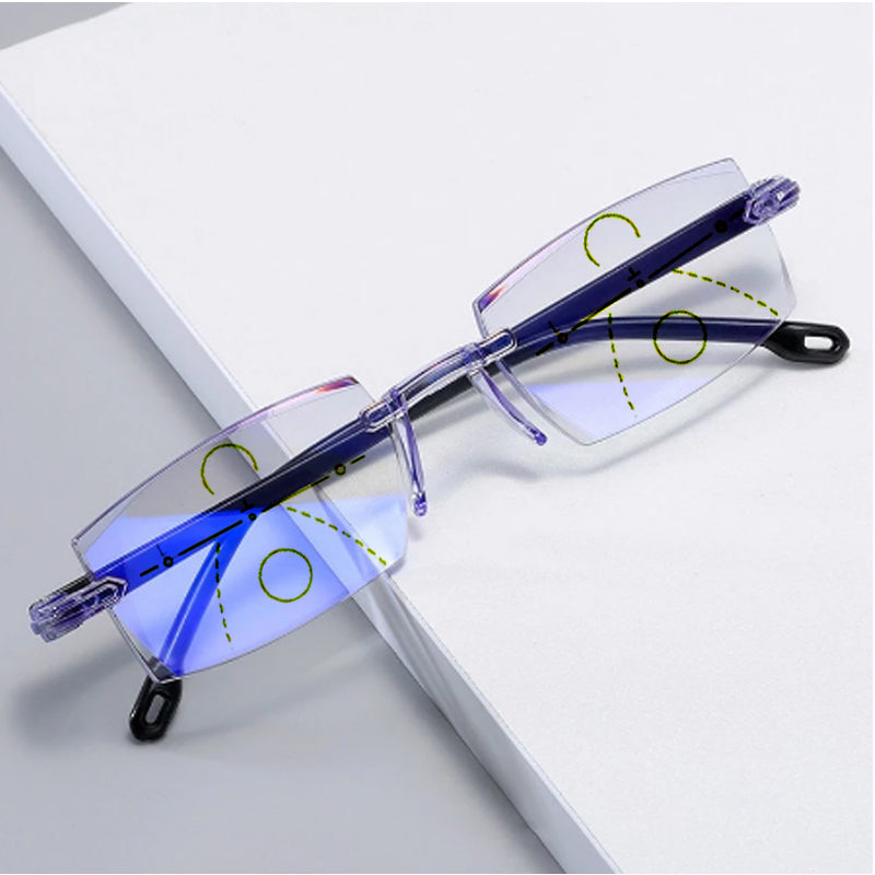 Anti-Blue Ray Progressive Far And Near Dual-Use Reading Glasses Frameless Ultra Light