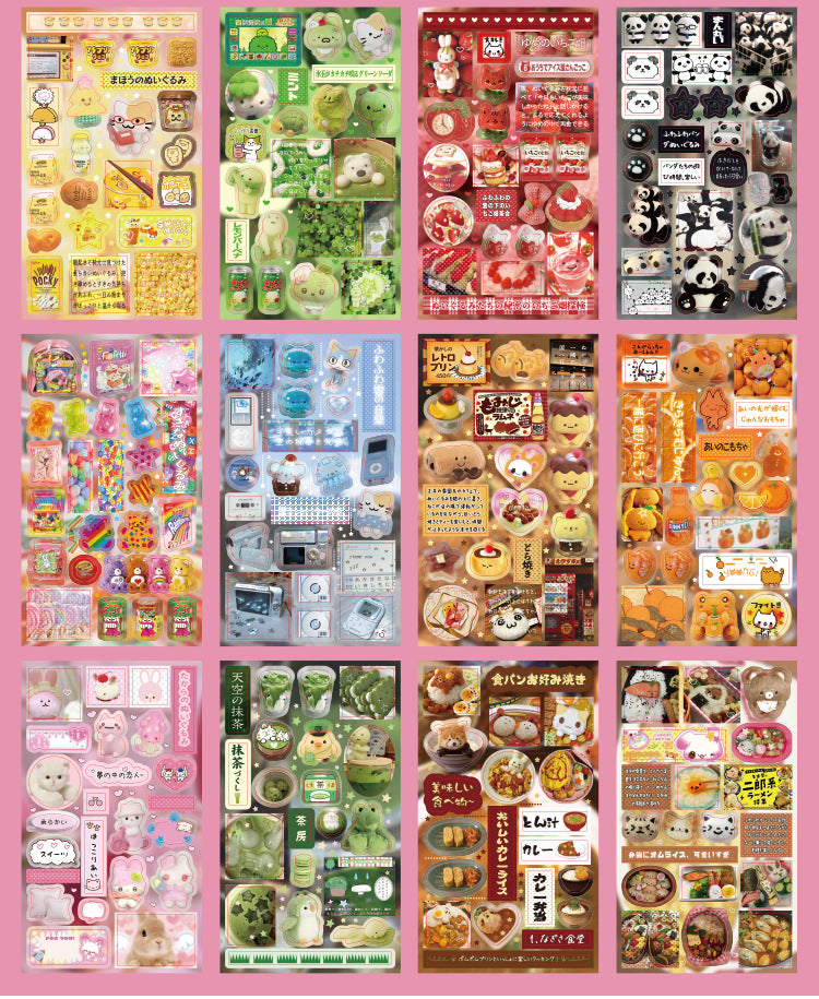20 Sheets Sweet Dream Duet Japanese Retro Sticker Book, Vintage Kawaii Aesthetic Stickers for Scrapbooking, Journal, DIY 