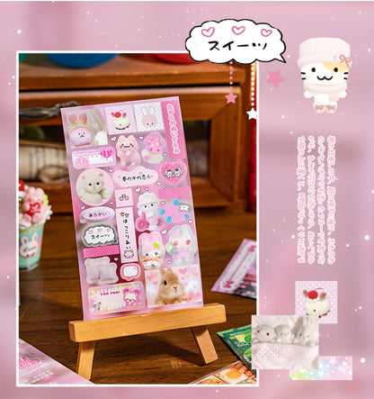 20 Sheets Sweet Dream Duet Japanese Retro Sticker Book, Vintage Kawaii Aesthetic Stickers for Scrapbooking, Journal, DIY 