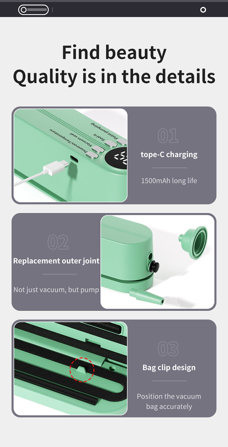Charging Mini Wireless Fully Automatic Vacuum Sealing Machine Household Small Portable Food Packaging Plastic Sealing Machine
