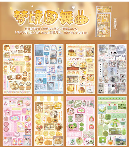 20 Sheets Sweet Dream Duet Japanese Retro Sticker Book, Vintage Kawaii Aesthetic Stickers for Scrapbooking, Journal, DIY 