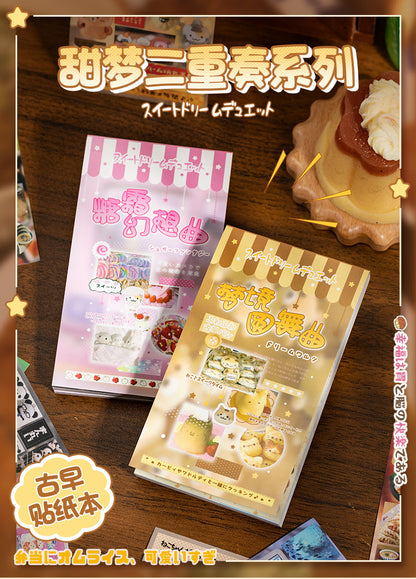 20 Sheets Sweet Dream Duet Japanese Retro Sticker Book, Vintage Kawaii Aesthetic Stickers for Scrapbooking, Journal, DIY 