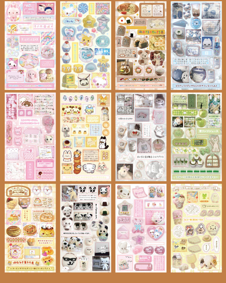 20 Sheets Sweet Dream Duet Japanese Retro Sticker Book, Vintage Kawaii Aesthetic Stickers for Scrapbooking, Journal, DIY 