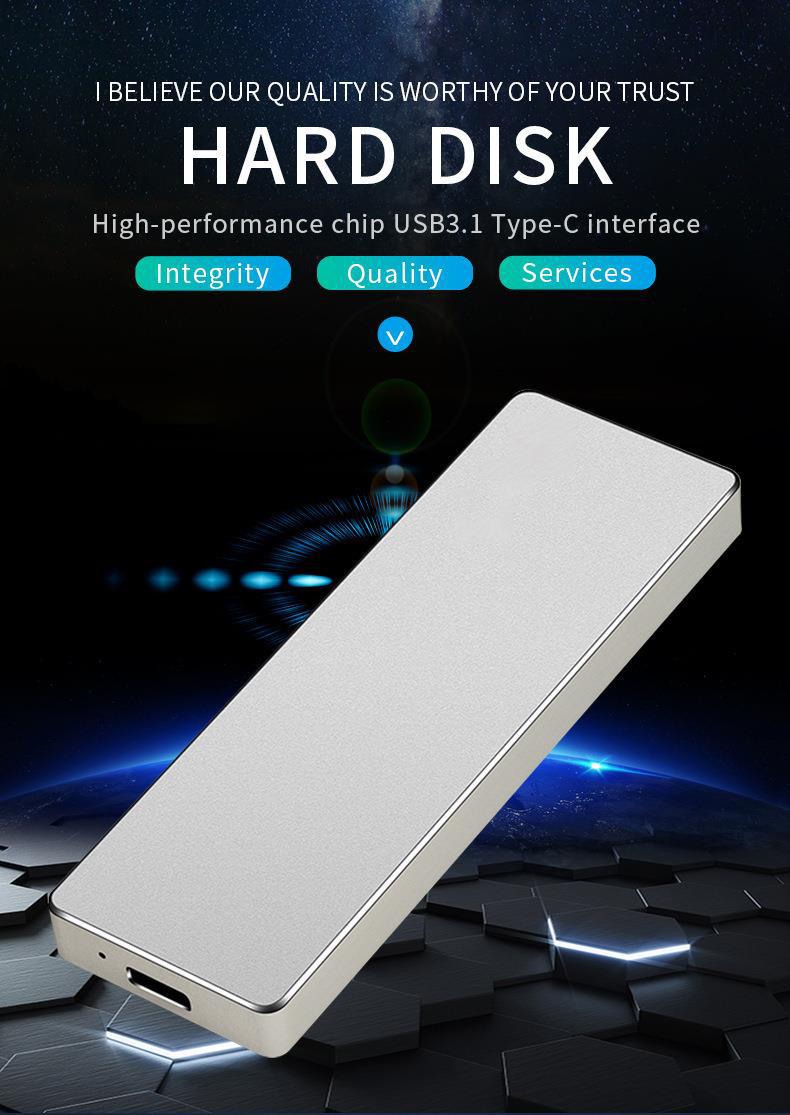 New Alloy Mini Slim SSD Hard Drive High Speed Mobile Solid State Drive 2TB 8TB 16TB Large Capacity Hard Disk External USB 3.1