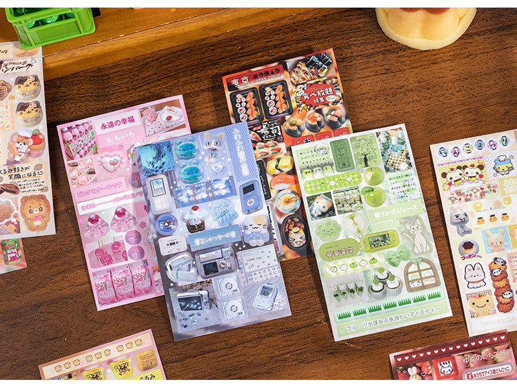 20 Sheets Sweet Dream Duet Japanese Retro Sticker Book, Vintage Kawaii Aesthetic Stickers for Scrapbooking, Journal, DIY 