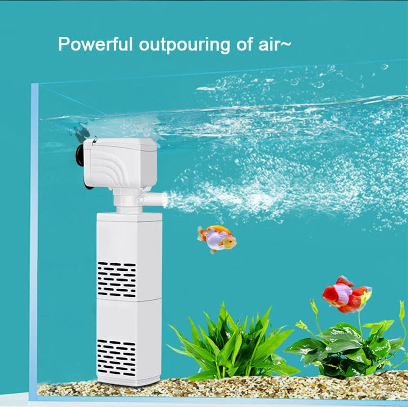 3 in 1 Aquarium Filter Pump Silent Fish Tank Submersible Air Oxygen Aerator Aquarium Air Pump Water Changer Pump Wave Maker 220v