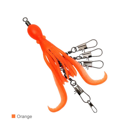2pcs Silicone Octopus Bait Fishing Connector Pin Set Squid Jig Hook Swivels Bearing Rolling Swivel Solid Ring Tackle for Angling