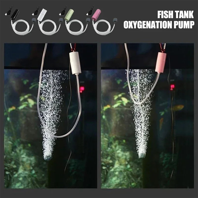 Mini Oxygen Pump USB Portable Fish Tank Fish Farming Aquarium Supplies Small Oxygen Pump Ultra Quiet Fishing Aerator