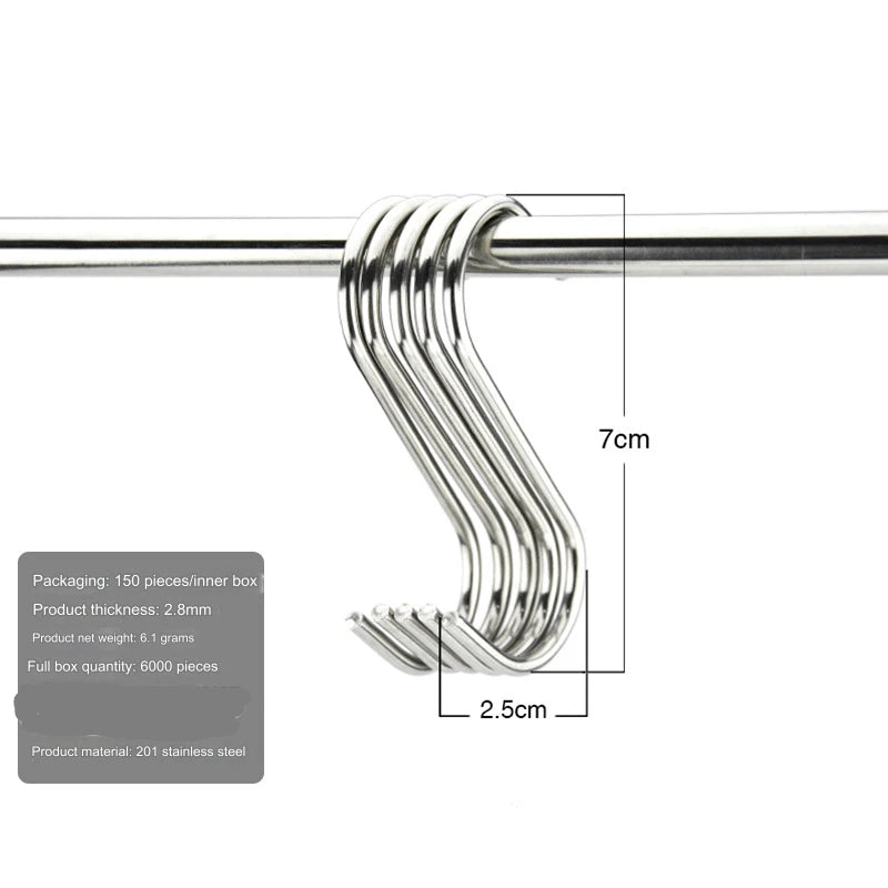 Stainless Steel S Hooks with Sharp Tip Utensil Meat Clothes Hanger Hanging Hooks for Butcher Shop Kitchen Baking Tools