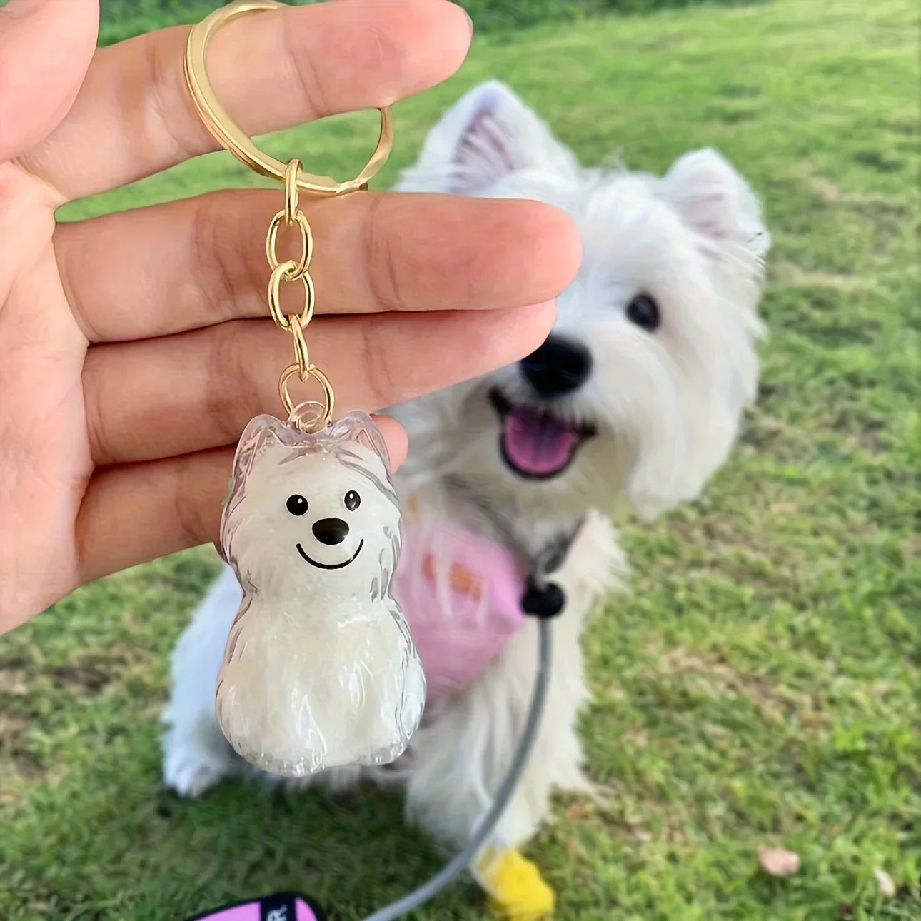 Transparent Dog Hair Storage Container Adorable Pet Keepsake Capsule Pendant With Key Ring for Pet Lovers DIY Memorial Keychain