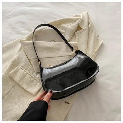 HOMEFIH PU Leather Handbag Solid Color Cherry Pendant Casual Shoulder Bag Versatile Fashion Commuting Bag for Girls Underarm Bag