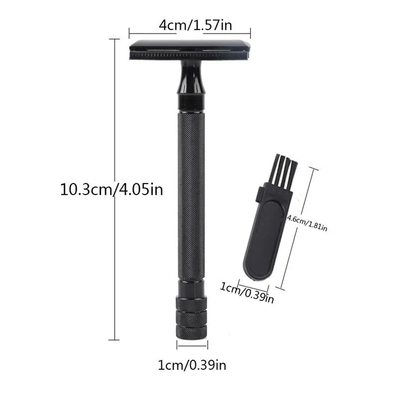 Classic Men Shaver Mild Hair Removal Shaver Double Edge Stainless Steel Shaving With 1 PCS Titanium Coated Blades Shaver Razor