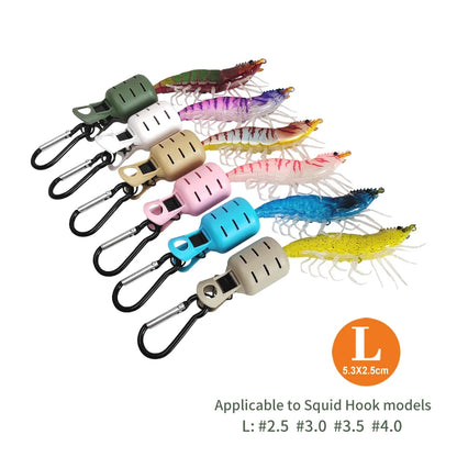 New Squid Jig Bait Protector Kit 6pcs Webfoot Octopus Egi Hooks Cover Cuttlefish Umbrella Lure Cap with Carabiner Fishing Tackle