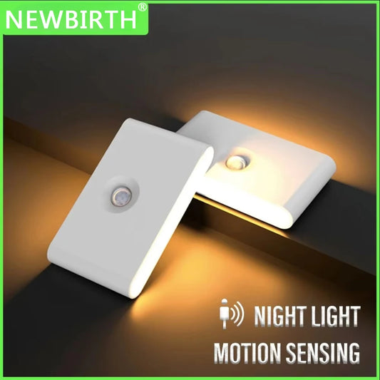 Mini LED Intelligent Sensor Night Light Wireless USB Rechargeable Motion Sensor Wall Light for Bedroom Corridor Cabinet Lighting