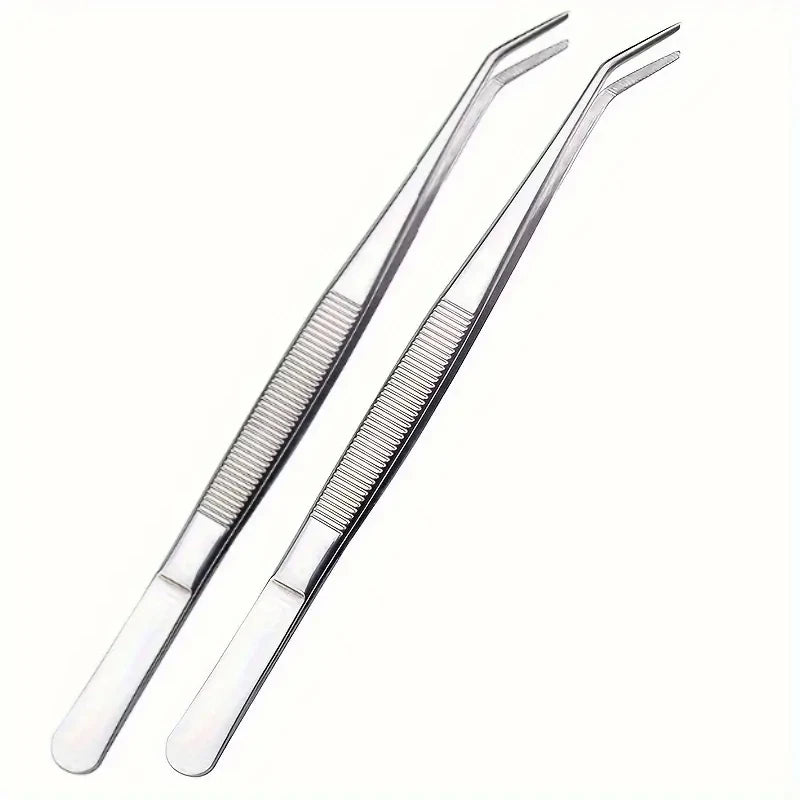 1/2pcs Stainless Steel Multi-Purpose Eyebrow Tweezers - Perfect for Nail Art, Dental Crystals & Cotton Picking Sharp Tweezers