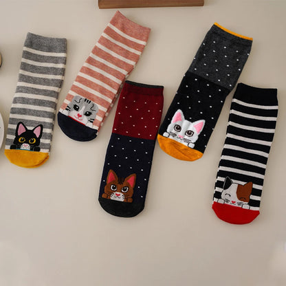 5/10 Pairs Women Socks Animal Pattern Cotton Socks Colorful Funny Sweat Wicking Socks Soft Comfortable Casual Girl Socks