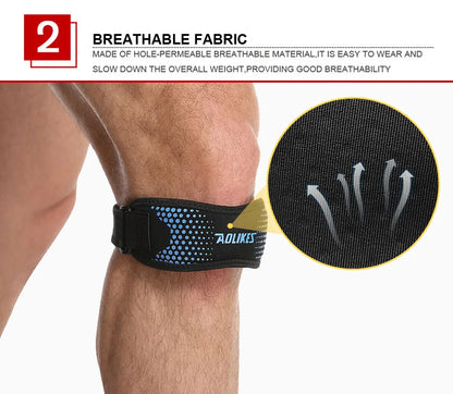 AOLIKES 1PCS Knee Braces for Knee Pain,Patella Knee Support Strap,Adjustable Patellar Tendon Stabilizer Band for Basketball