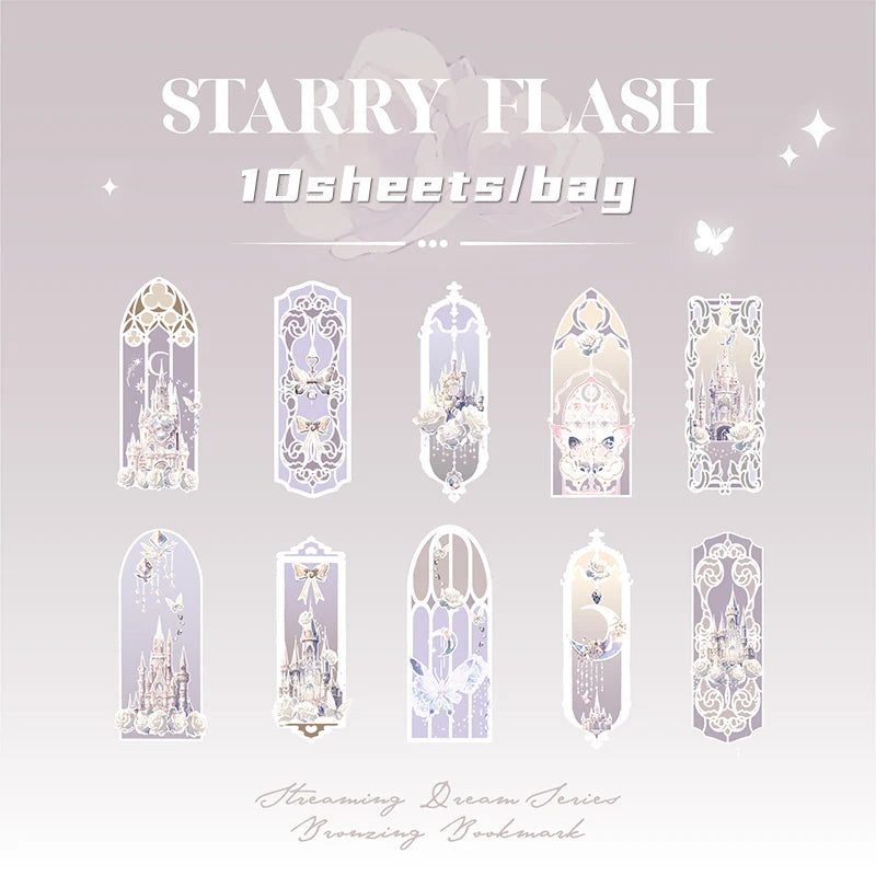 4Style 10pcs/pack Shell Light PVC Bookmark Streamer Dream High Value Ins Fresh Reading Mark Card Decoration Student Stationery