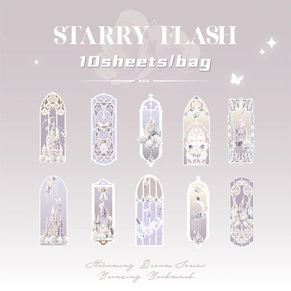 4Style 10pcs/pack Shell Light PVC Bookmark Streamer Dream High Value Ins Fresh Reading Mark Card Decoration Student Stationery