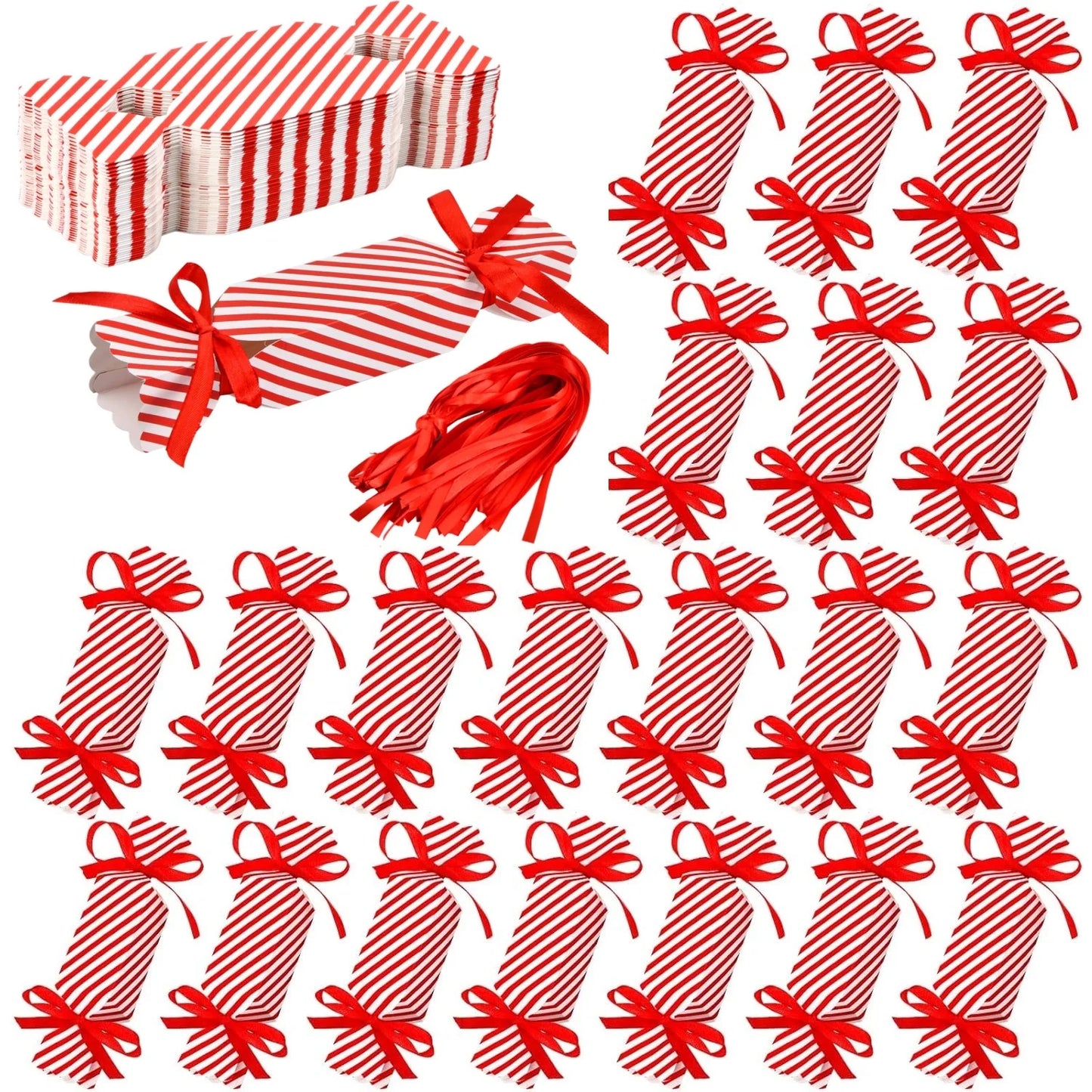 Candy Box For Christmas With Ribbons DIY Sweets Chocolate Biscuit Cookies Decoration Party Gift Xmas Wedding Paper Package Boxes