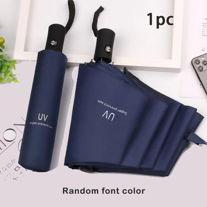 8-Rib Automatic High Quality Umbrella - One-Touch Open/Close, Compact Foldable Design for Men & Women, Navy & Black, Business &