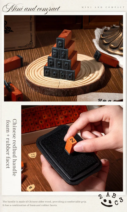 Journal GO 70pcs/set Wooden Rubber Alphabet Letter Number Stamp Set for Card Collage Junk Journal Scrapbooking DIY Standard Seal