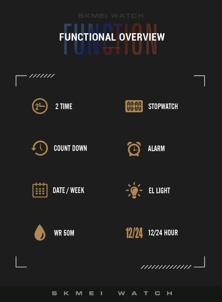 SKMEI 1988 Digital Sport Watch for Men LED Display Military Countdown Military Wristwatches Waterproof Mens Reloj Hombre 1628