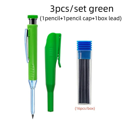Solid Carpenter Pencils Set with 16Refills, 2.8mm Deep Hole Mechanical Pencil Marker Construction Pencils Woodworking Drafting