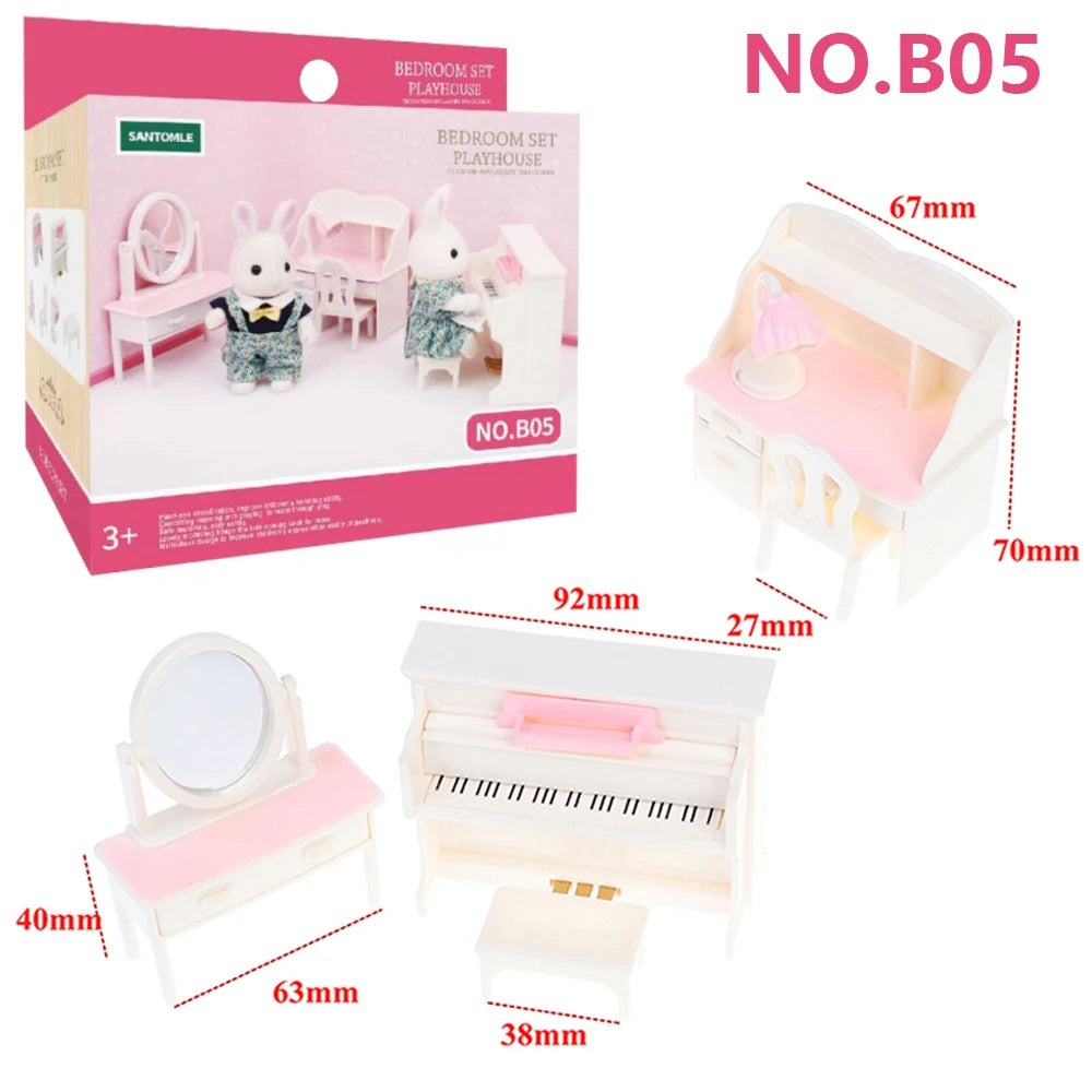 Miniature Furniture 1:12 Dollhouse Kitchen Livingroom Bedroom Set DIY Scene Doll Play Decoration Girl Toy House Gift