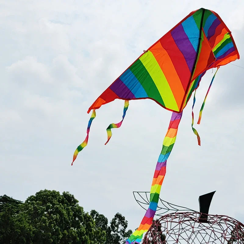 Rainbow Kite for Kids, Easy Fly Long Tail Kite with String, Outdoor Flying Toys for Children, Beach Park Sport Games