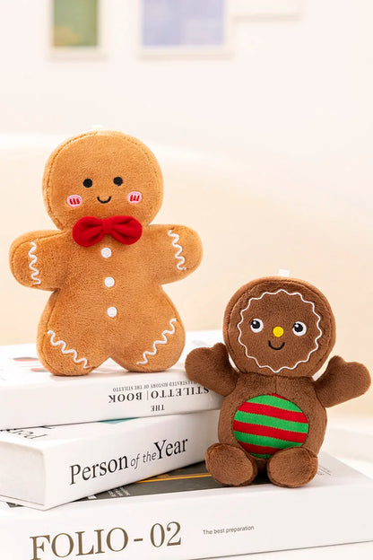 Adorable Ginger Bread Plush Toy Stuffed Caramel Chocolate Gingerbread Man Cushion Christmas Tree House Bow Ring Decor Xmas Deer
