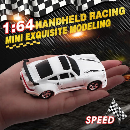 4WD Remote Control Desktop Car for Adults Kids 1/64 or 1/43 Mini Drift Racing High Speed RC Car with LED Lights Hobby Gift