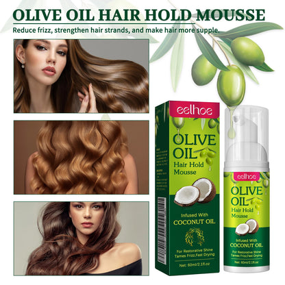 Olive Oil Hair Styling Mousse Long Lasting Styling Reduces Hair Frizz Prevents Hair Breakage Maintains Hair Curls Hold Mousse