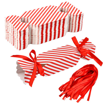 Candy Box For Christmas With Ribbons DIY Sweets Chocolate Biscuit Cookies Decoration Party Gift Xmas Wedding Paper Package Boxes